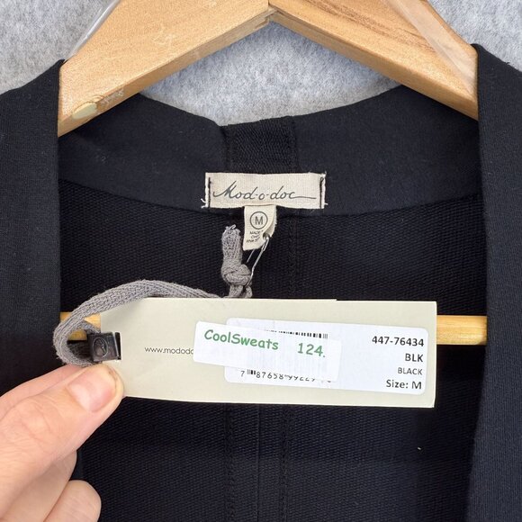 Mod-O-Doc Black Open Front Cardigan Duster Pockets SS Womens Size Medium NWT - Picture 11 of 16